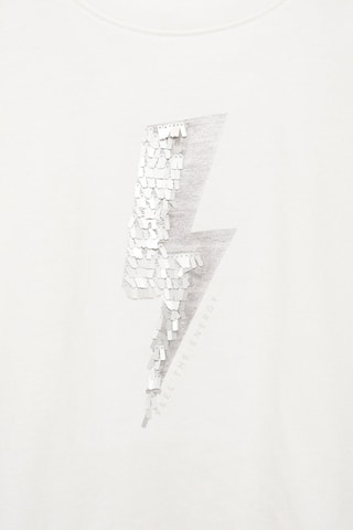 T-shirt imprimé paillettes - Blanc cassé