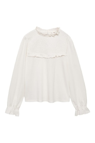 T-shirt détails froncés - Blanc cassé