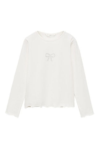 T-shirt coton strass - Blanc cassé