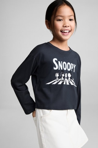 T-shirt manches longues Snoopy - Bleu marine
