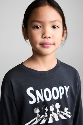 T-shirt manches longues Snoopy - Bleu marine