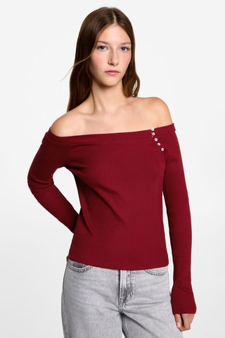 T-shirt épaules dénudées - Rouge