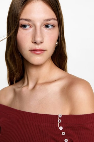 T-shirt épaules dénudées - Rouge