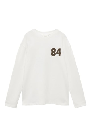 T-shirt imprimé détails brodés - Blanc cassé