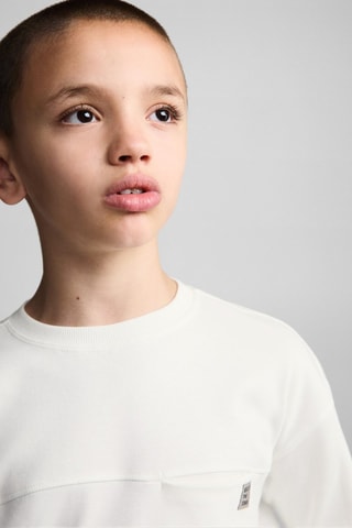 T-shirt coton manches longues - Blanc cassé