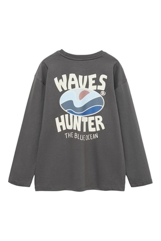 T-shirt manches longues imprimé - Anthracite