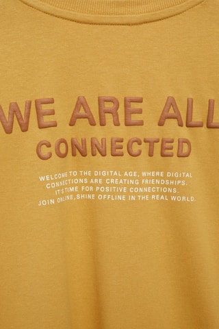 T-shirt manches longues imprimé relief - Ocre