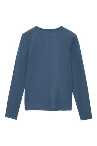 T-shirt imprimé maille côtelée - Bleu