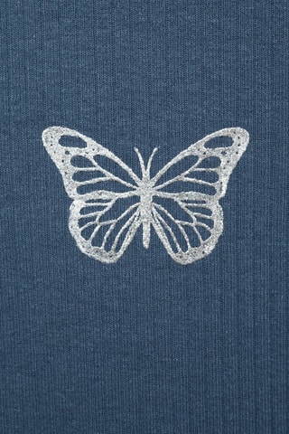 T-shirt imprimé maille côtelée - Bleu