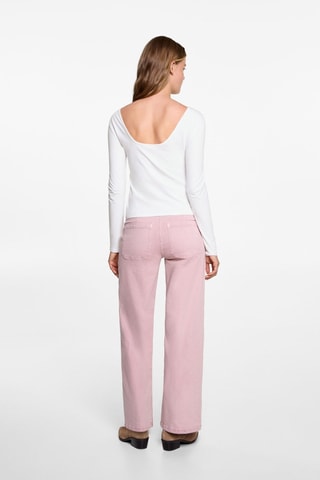 T-shirt manches longues ouverture au dos - Blanc cassé