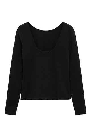 T-shirt manches longues ouverture au dos - Noir