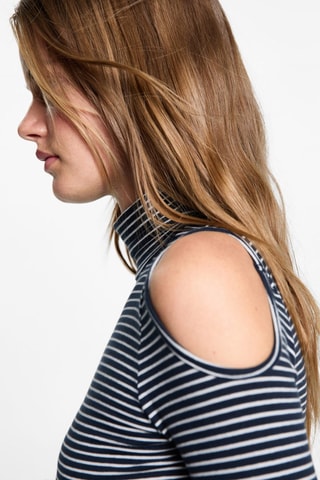 T-shirt col montant ouvertures - Bleu marine