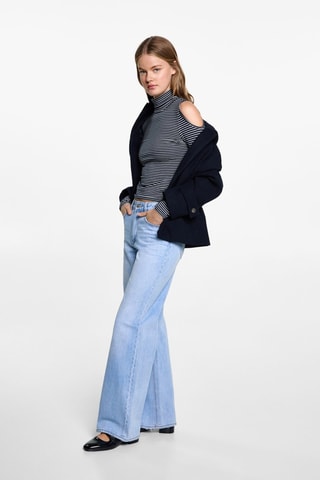 T-shirt col montant ouvertures - Bleu marine