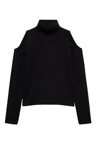 T-shirt col montant ouvertures - Noir