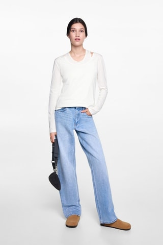 T-shirt coton double - Blanc cassé