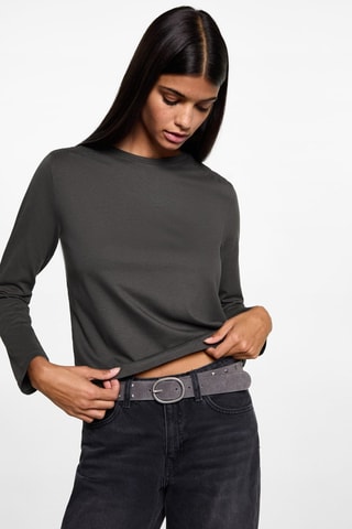 T-shirt détails froncés - Anthracite