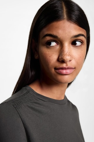 T-shirt détails froncés - Anthracite