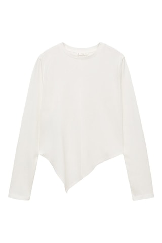 T-shirt base asymétrique - Blanc cassé