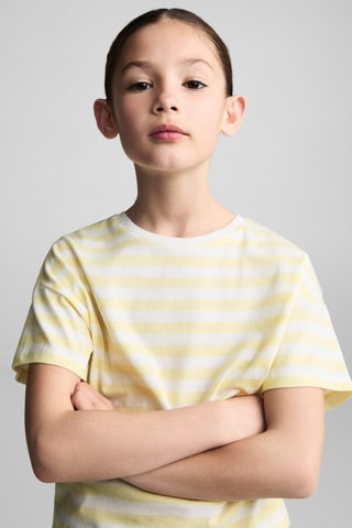 T-shirt coton à rayures - Jaune