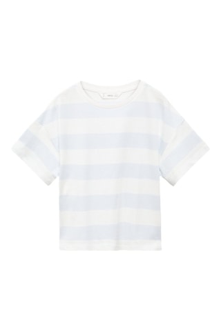 T-shirt coton à rayures - Bleu clair