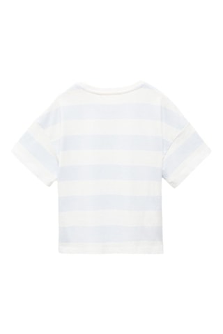 T-shirt coton à rayures - Bleu clair