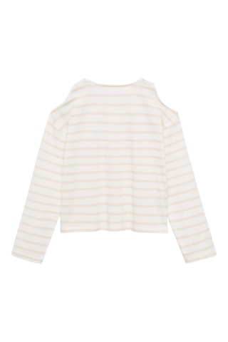 T-shirt coton ouverture épaules - Blanc cassé