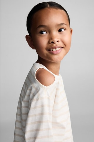 T-shirt coton ouverture épaules - Blanc cassé