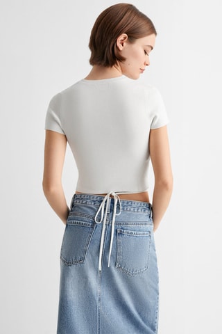 T-shirt maille noeud - Blanc cassé