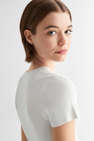 T-shirt maille noeud - Blanc cassé