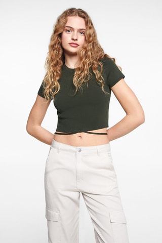 T-shirt maille noeud - Kaki