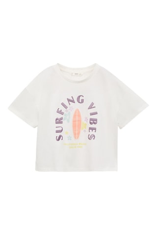 T-shirt message brodé - Blanc cassé