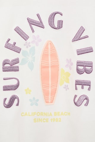 T-shirt message brodé - Blanc cassé