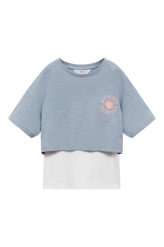 T-shirt imprimé double épaisseur - Bleu