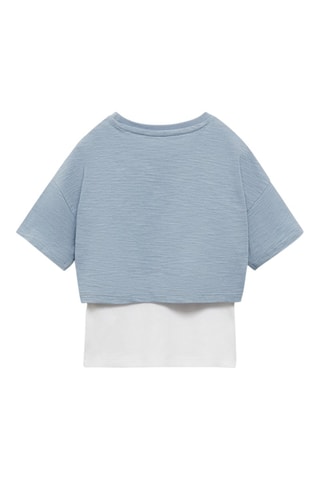 T-shirt imprimé double épaisseur - Bleu