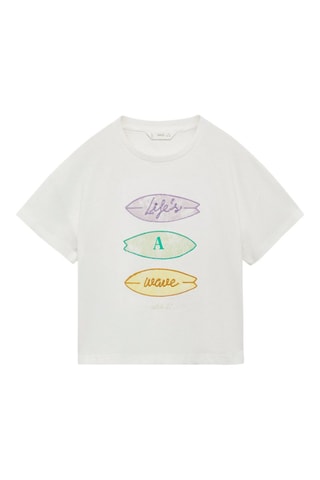 T-shirt détails brodés - Blanc cassé