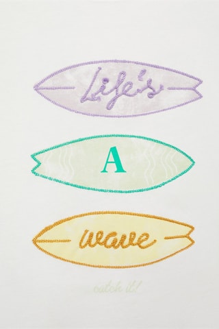 T-shirt détails brodés - Blanc cassé