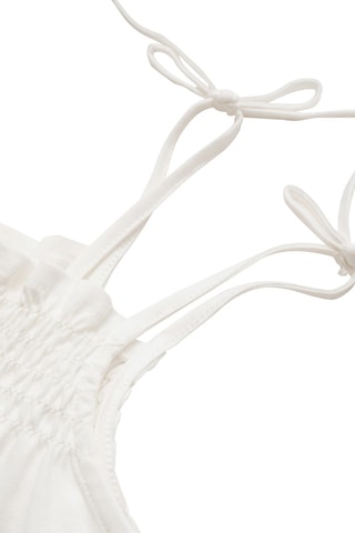 T-shirt col froncé - Blanc cassé