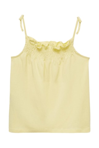 T-shirt col froncé - Jaune