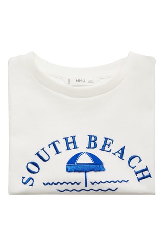 T-shirt message brodé - Blanc cassé