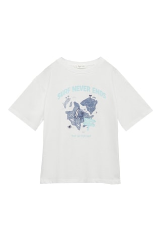 T-shirt coton imprimé - Blanc cassé