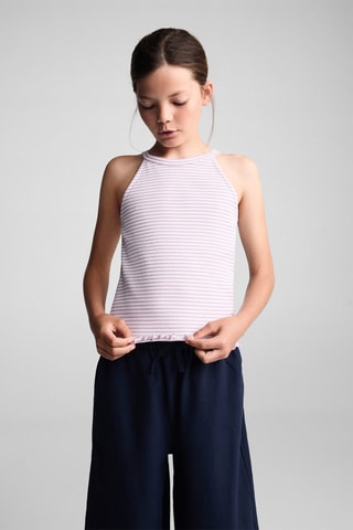 T-shirt bretelles à rayures - Mauve