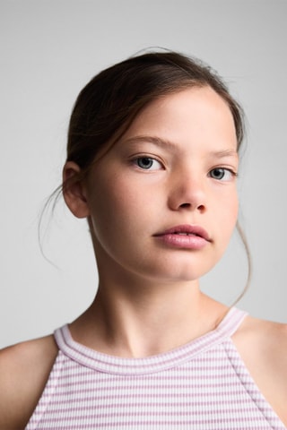 T-shirt bretelles à rayures - Mauve