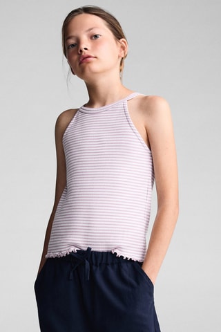 T-shirt bretelles à rayures - Mauve