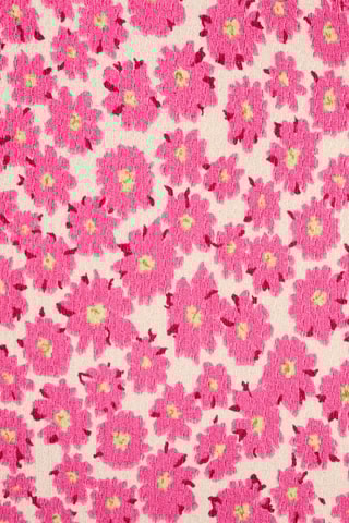 T-shirt froncé fleurs - Fuchsia