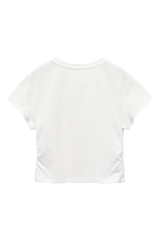 T-shirt coton détail froncé - Blanc cassé