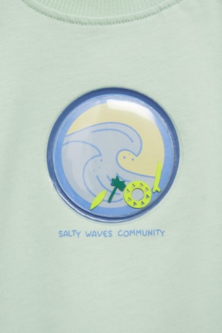 T-shirt imprimé détail relief - Vert pastel