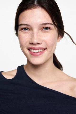 T-shirt coton asymétrique - Bleu marine