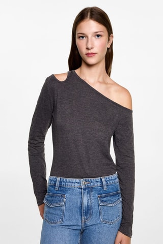 T-shirt coton asymétrique - Gris