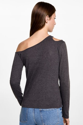 T-shirt coton asymétrique - Gris