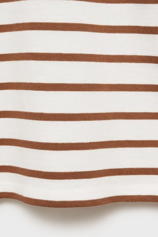 T-shirt manches longues rayures - Blanc et camel